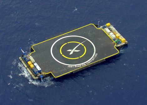 The first “Just Read The Instructions,” which was retired after six months of service. Photo: SpaceX